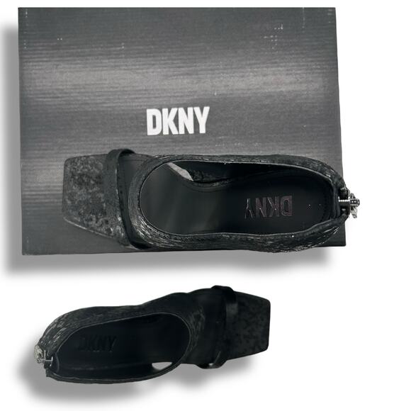 NEW DKNY Stiletto Heels Size 9.5 Leather Black Square Toe High Heel NWT - Picture 6 of 14